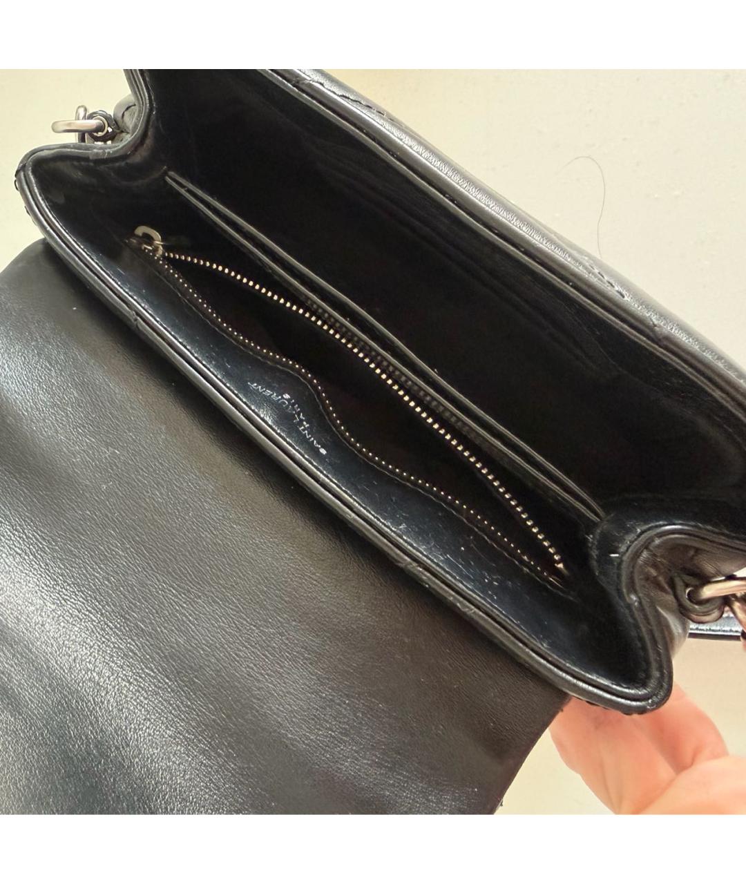 SAINT LAURENT Черная кожаная сумка через плечо, фото 4