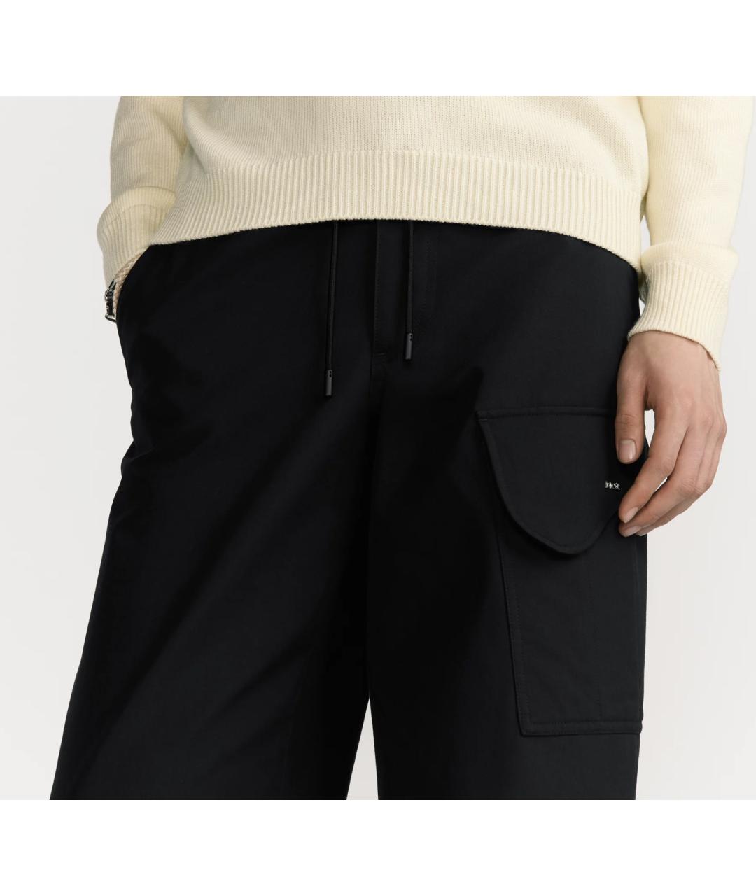 CHRISTIAN DIOR Черные хлопковые повседневные брюки, фото 3