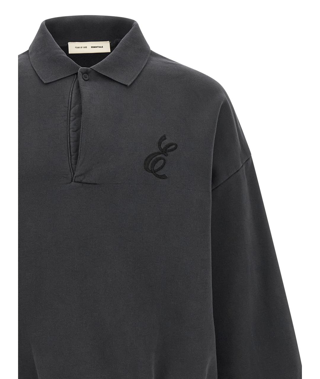 FEAR OF GOD ESSENTIALS Черное хлопковое поло с длинным рукавом, фото 3