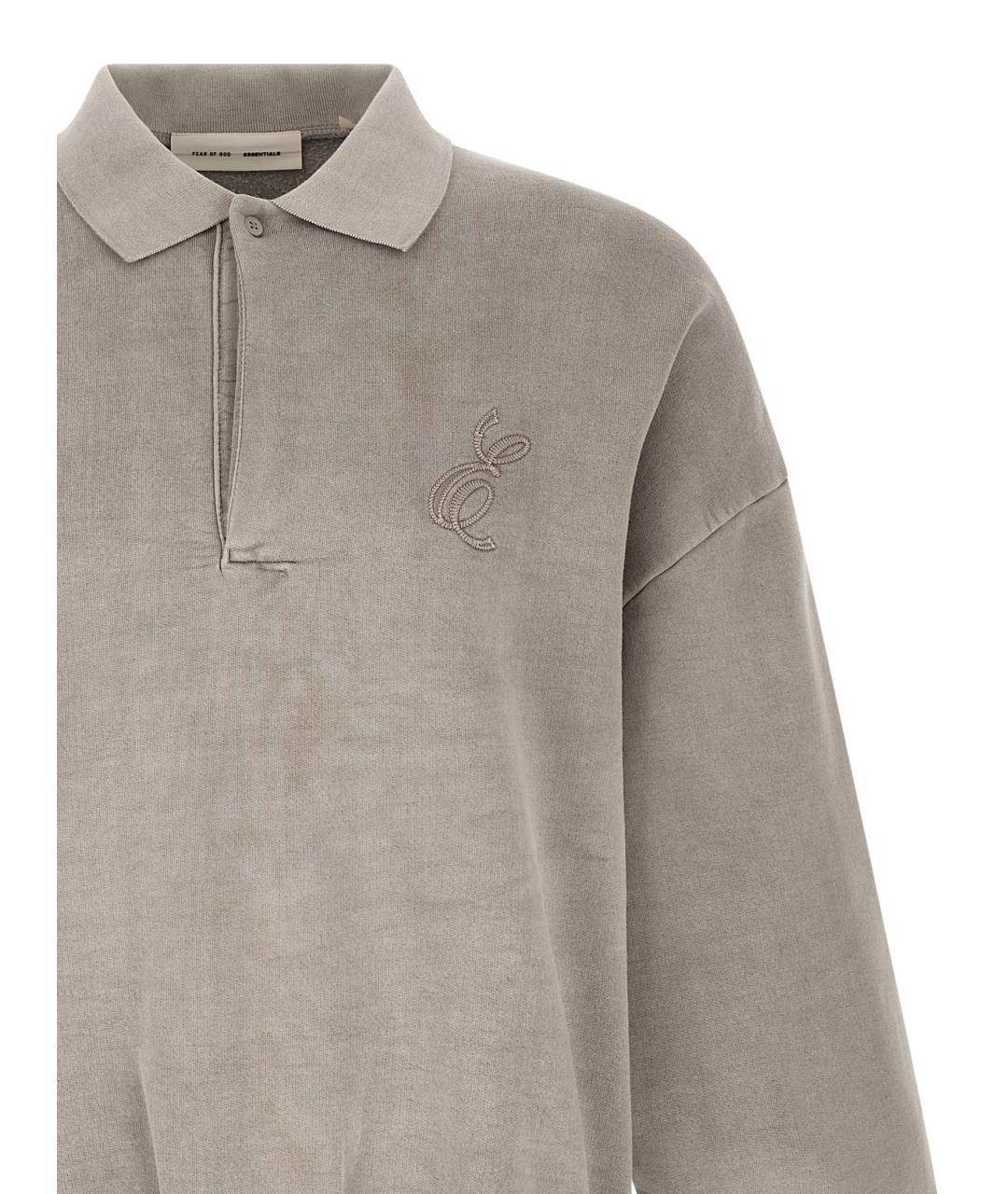 FEAR OF GOD ESSENTIALS Серое хлопковое поло с длинным рукавом, фото 2