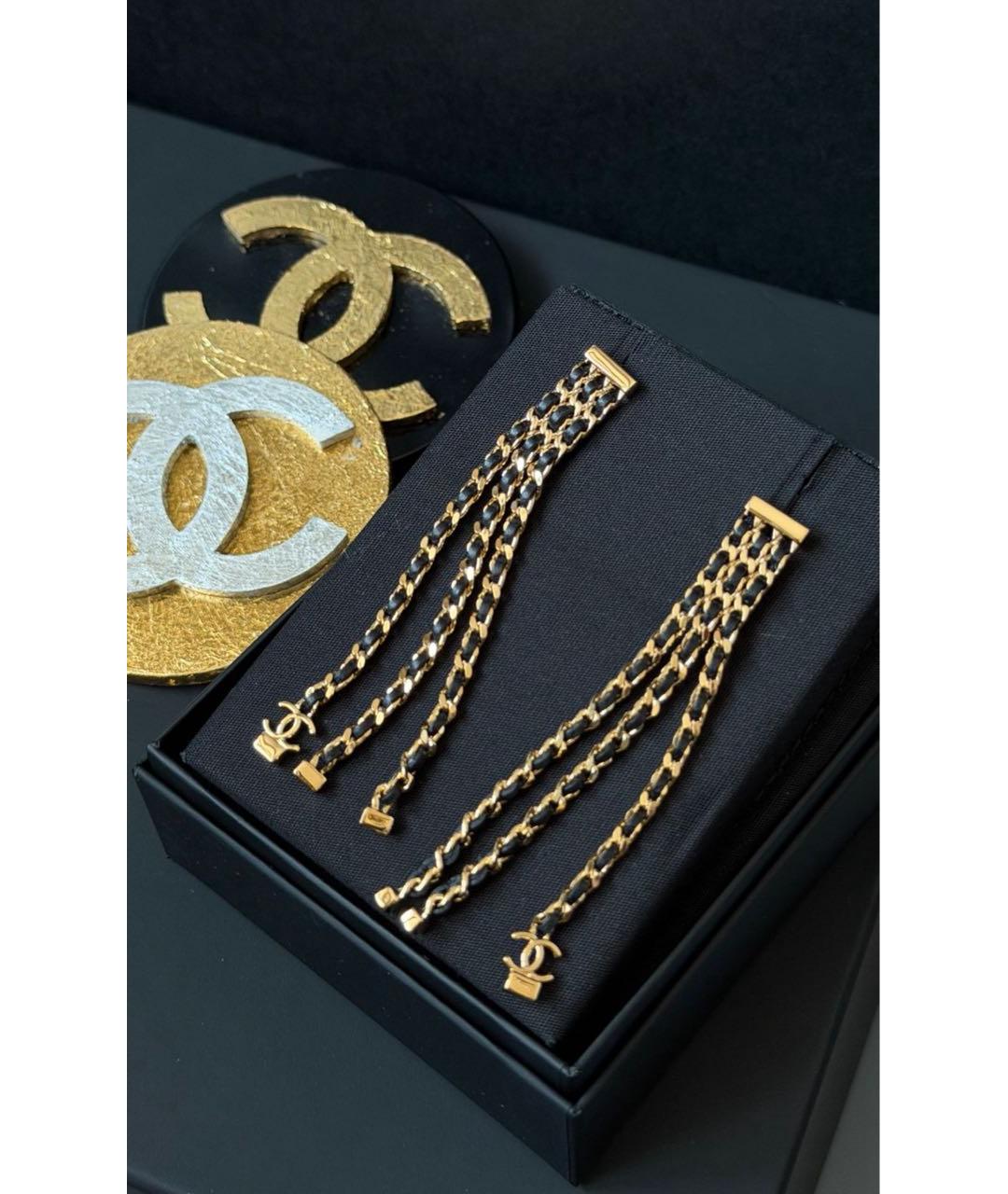 CHANEL Черные серьги, фото 2