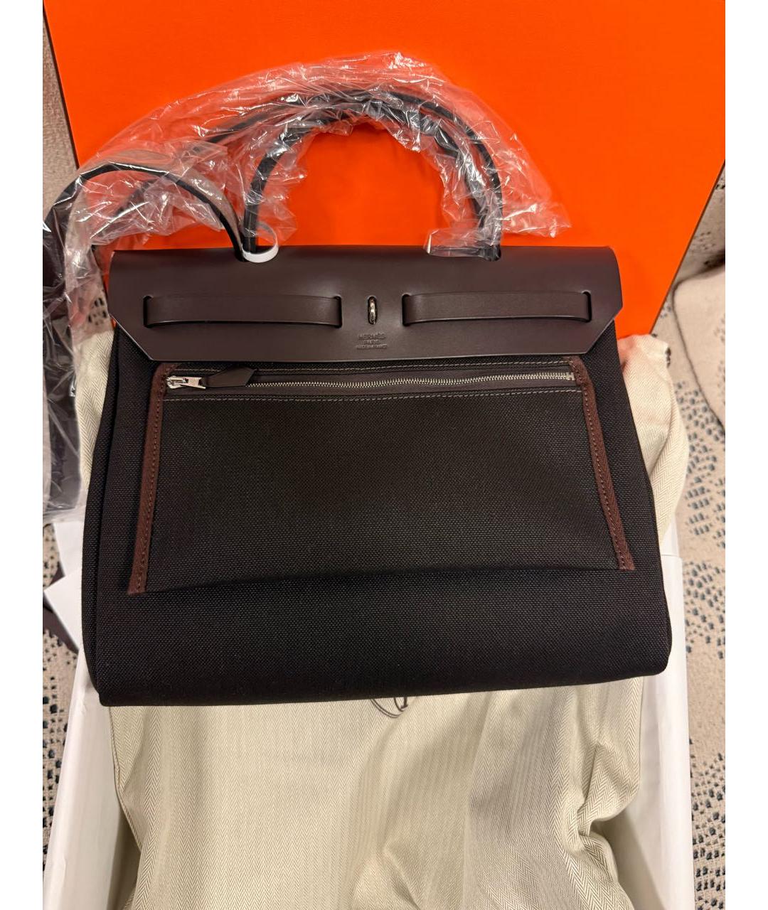 HERMES Коричневая тканевая сумка через плечо, фото 3