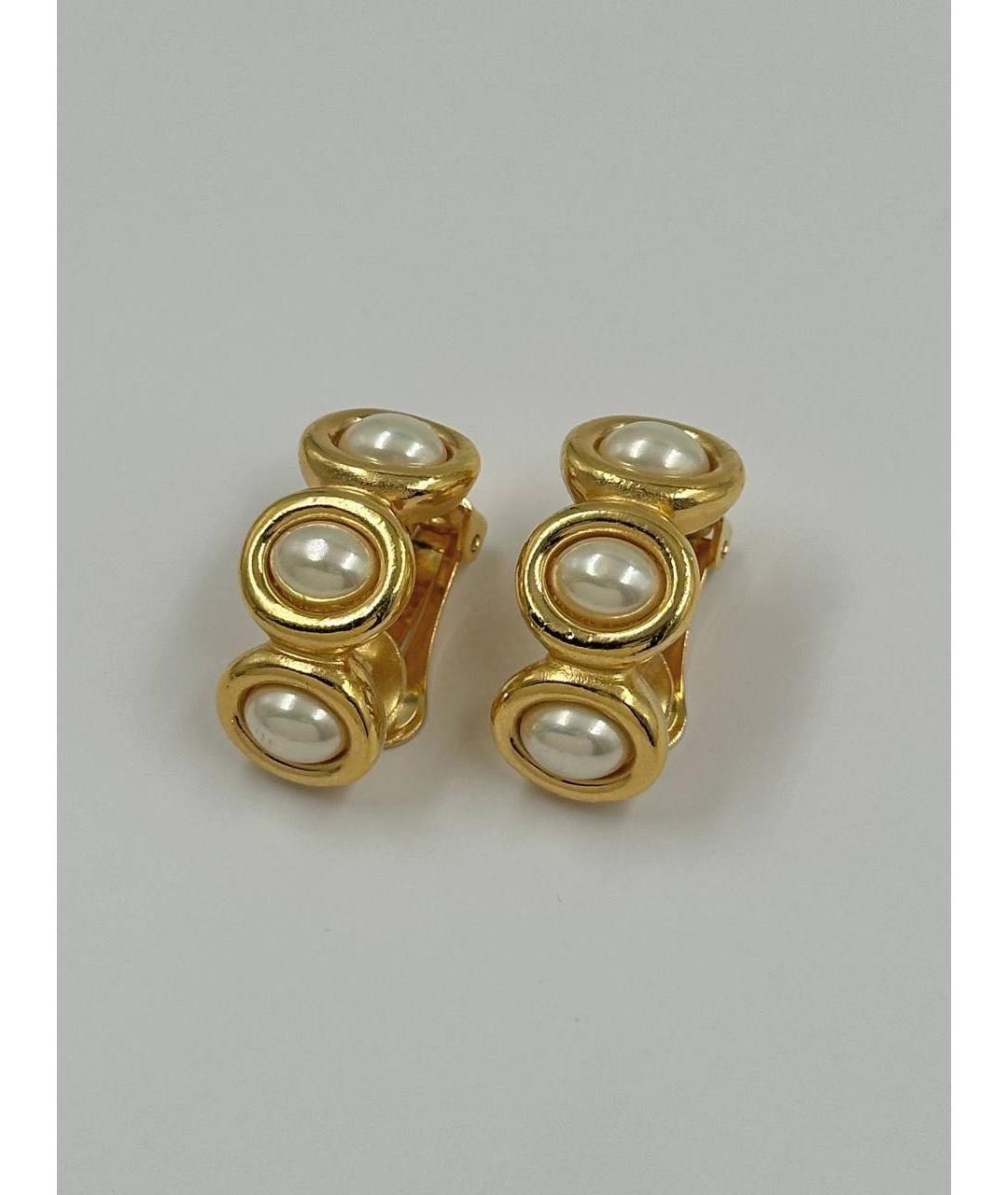 CHRISTIAN DIOR Золотые позолоченные клипсы, фото 2