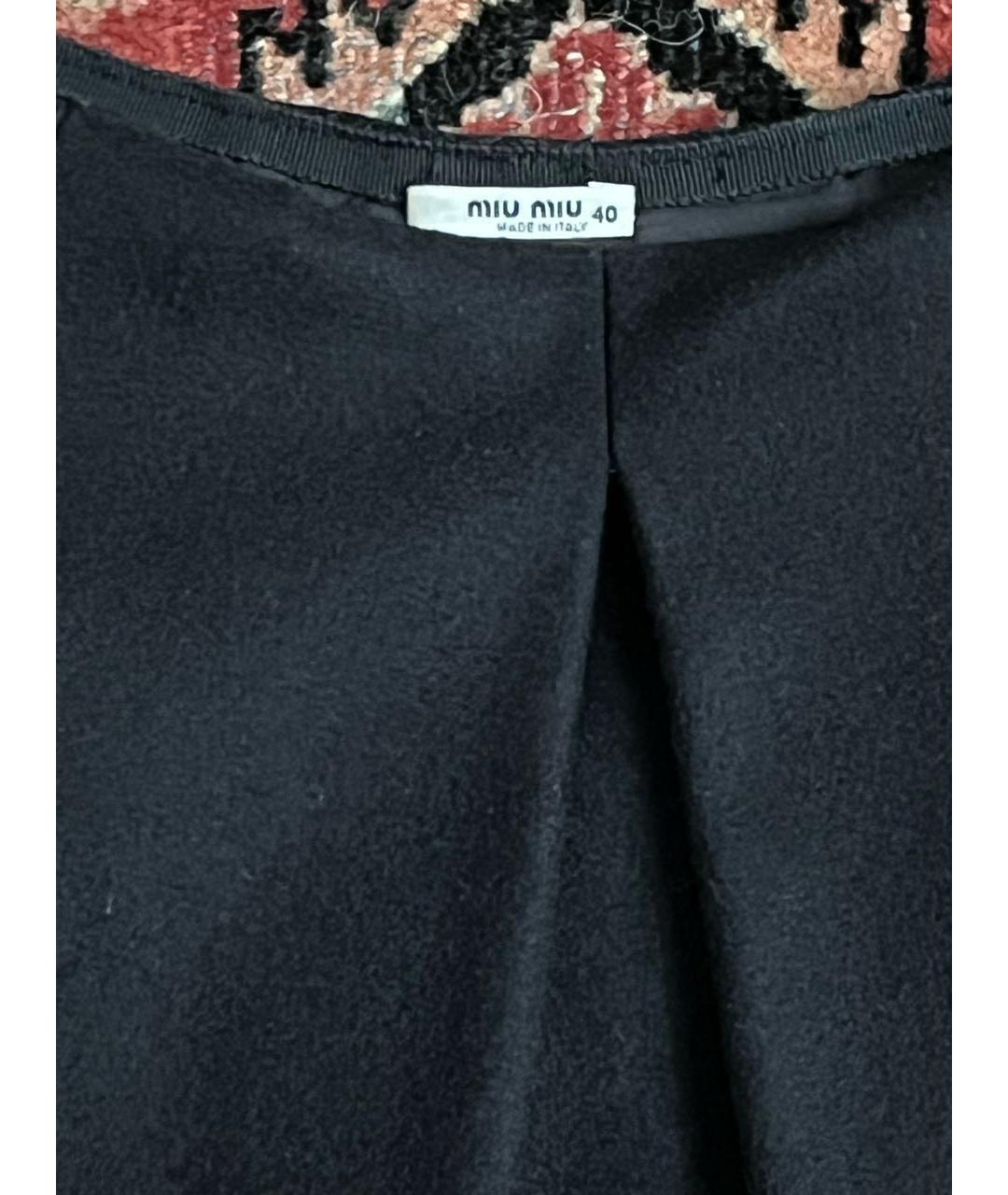 MIU MIU Черная шерстяная юбка мини, фото 3