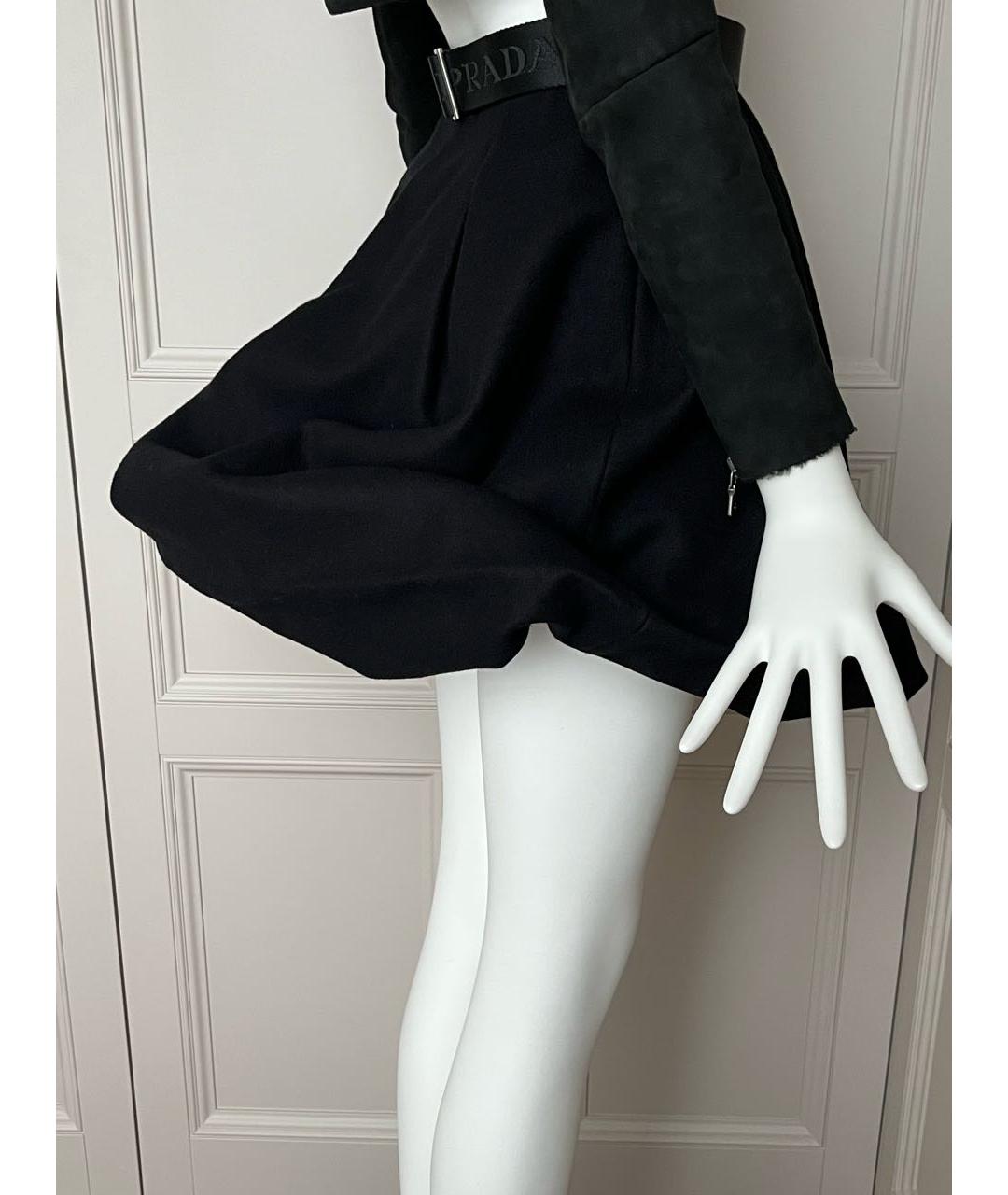 MIU MIU Черная шерстяная юбка мини, фото 7