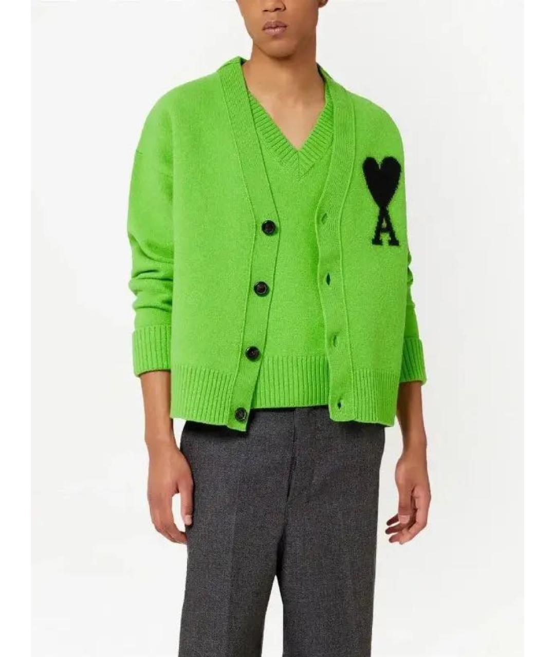 Ami Paris Зеленый шерстяной кардиган, фото 2