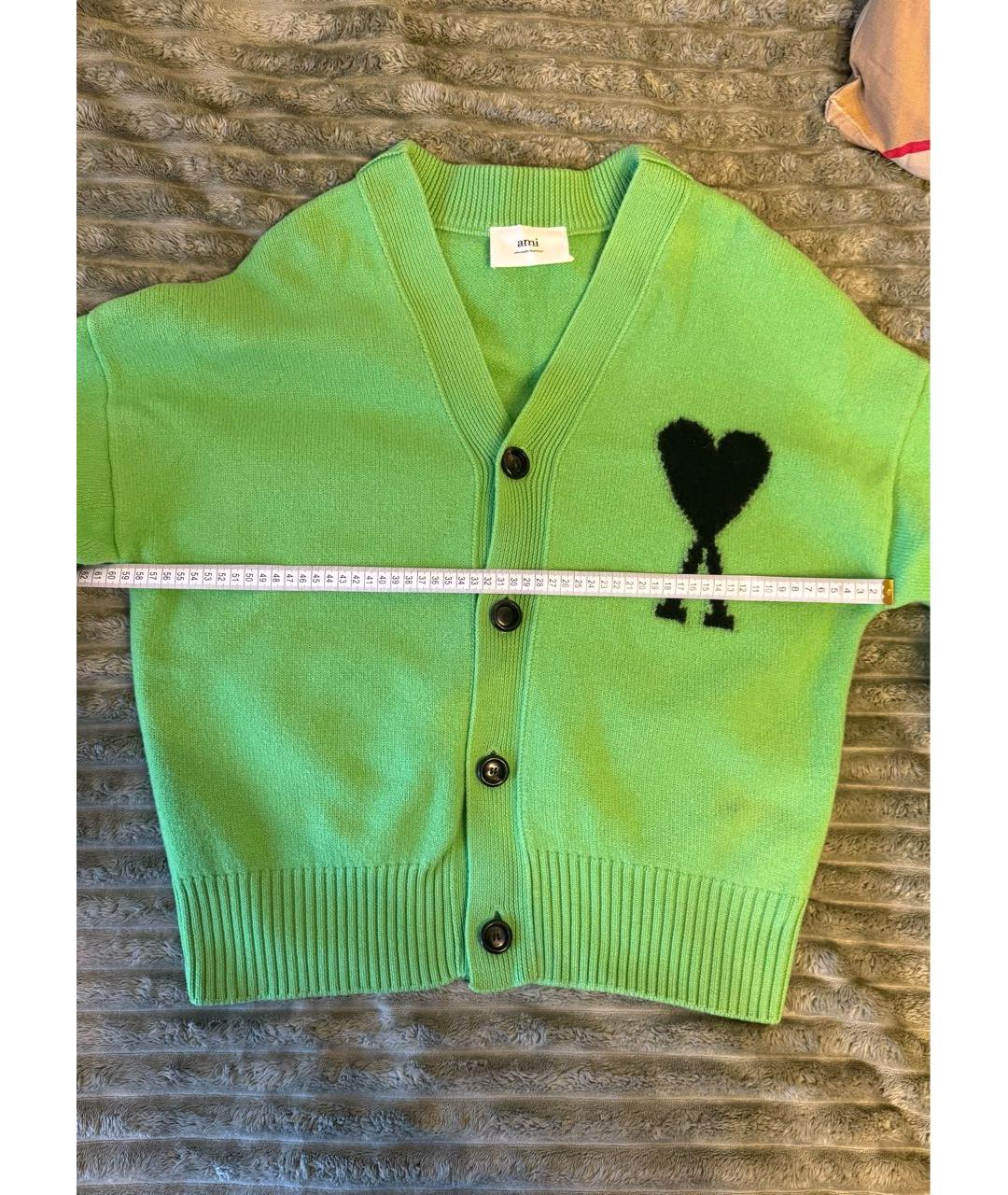 Ami Paris Зеленый шерстяной кардиган, фото 7