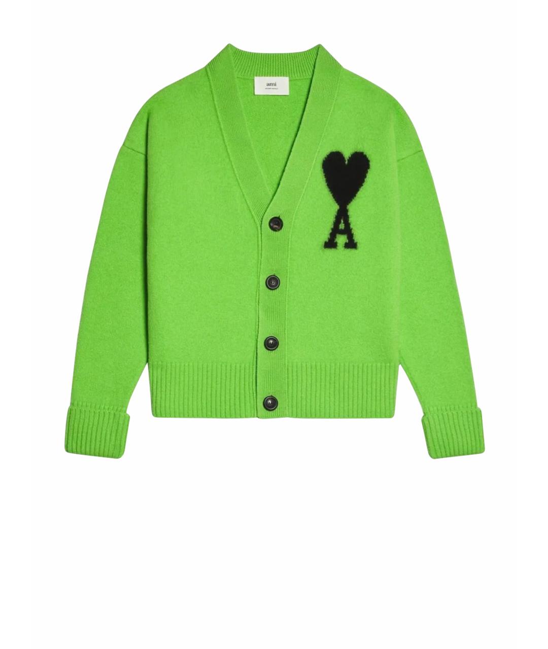 Ami Paris Зеленый шерстяной кардиган, фото 9