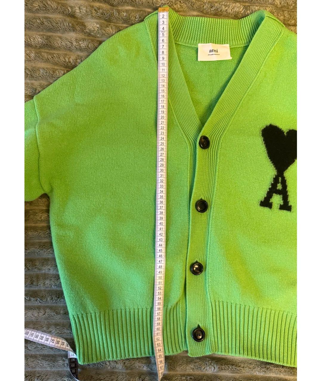 Ami Paris Зеленый шерстяной кардиган, фото 8