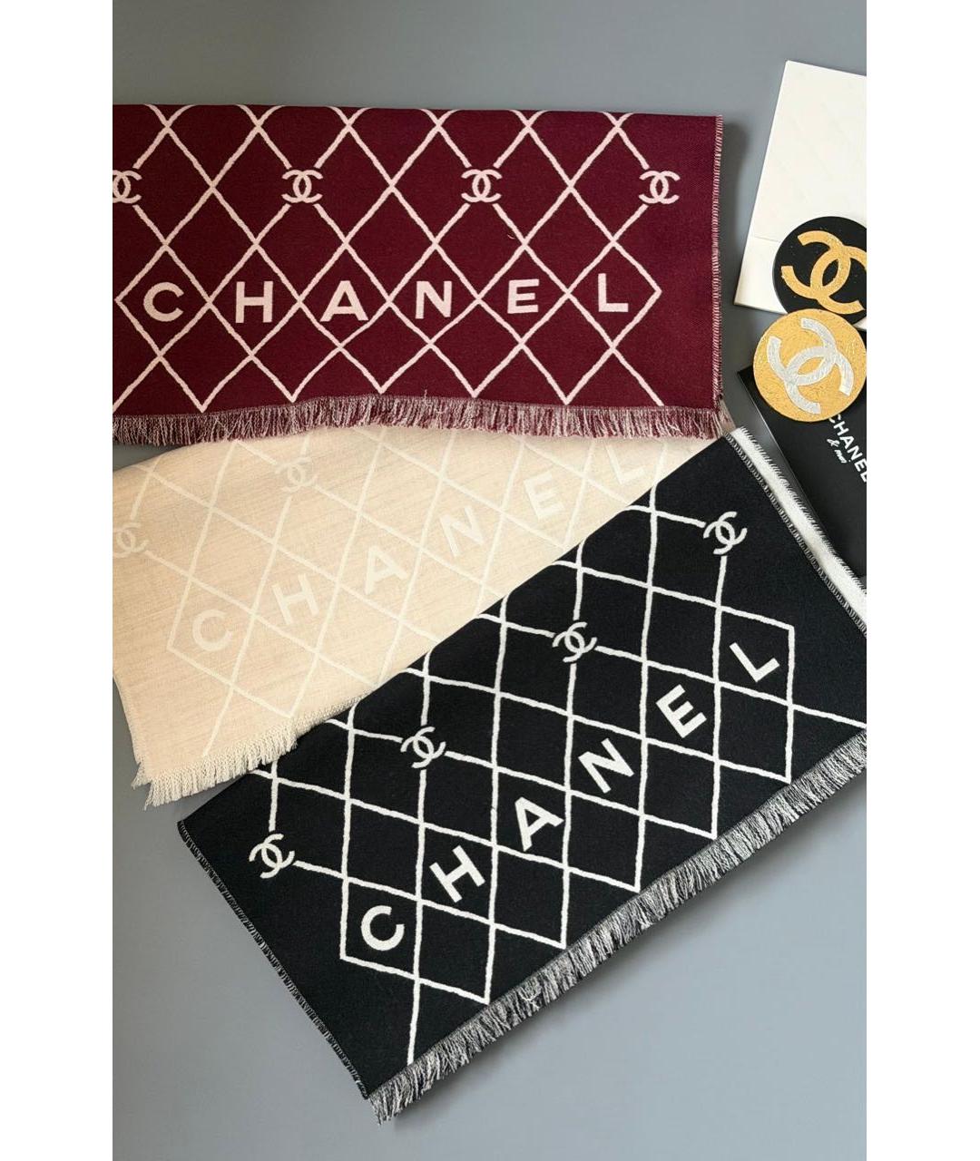 CHANEL Бежевый шерстяной шарф, фото 2