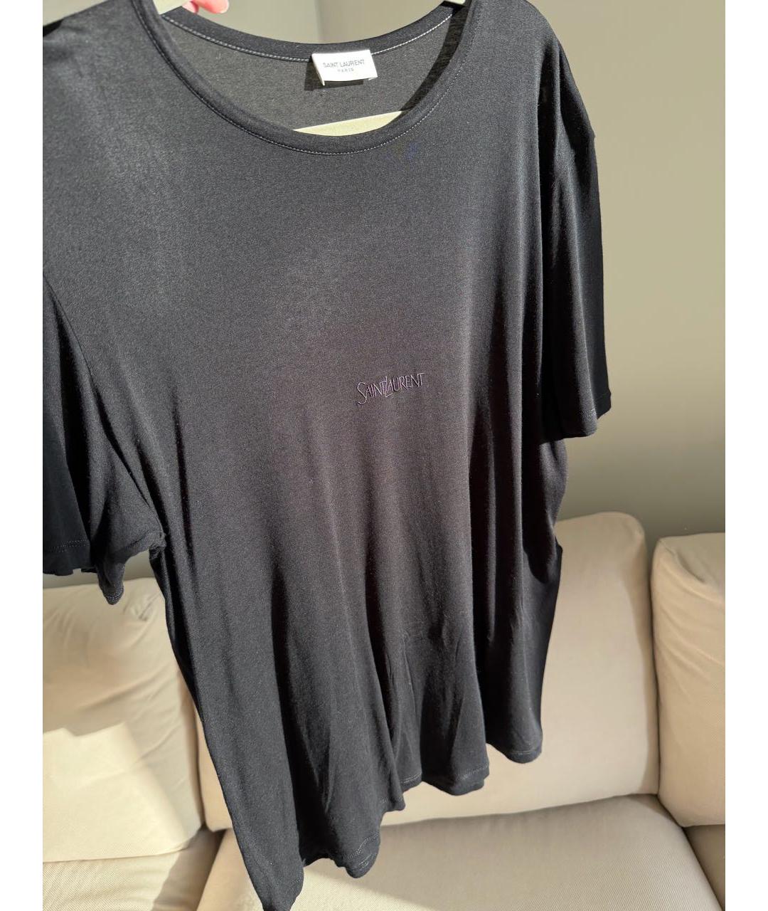 SAINT LAURENT Черная хлопковая футболка, фото 3