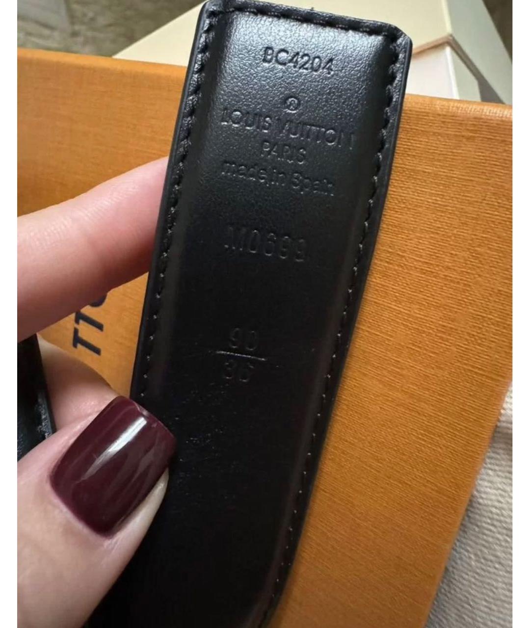 LOUIS VUITTON Черный кожаный ремень, фото 3