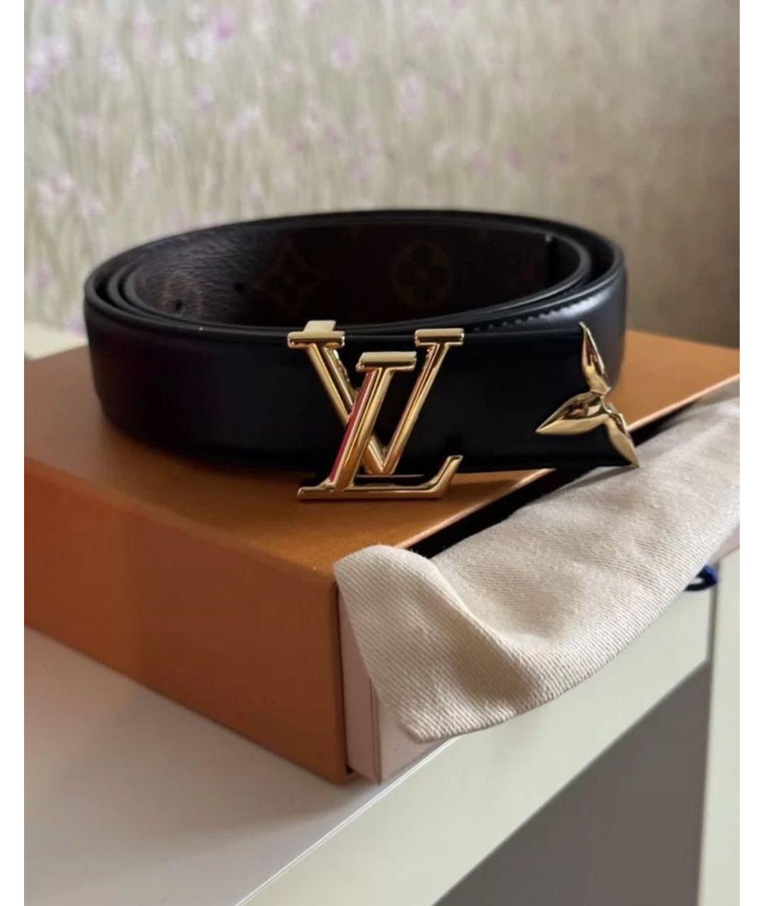 LOUIS VUITTON Черный кожаный ремень, фото 6