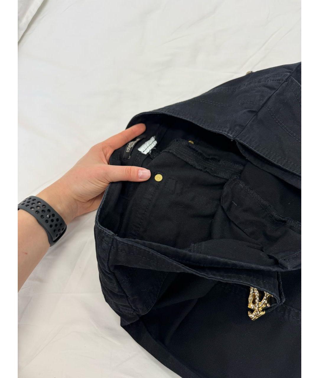 ROBERTO CAVALLI Черные хлопковые прямые джинсы, фото 4