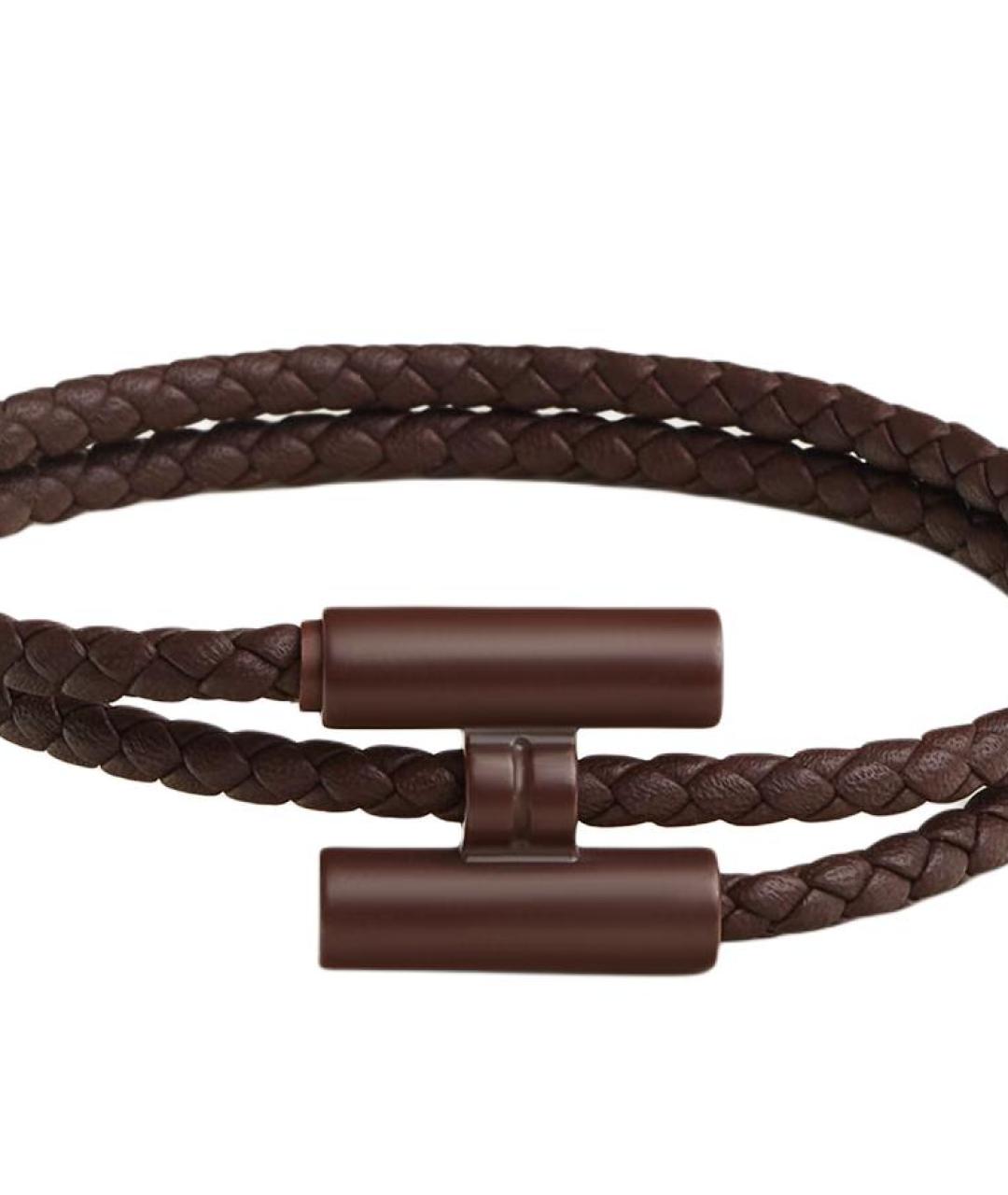 HERMES Коричневый кожаный браслет, фото 2