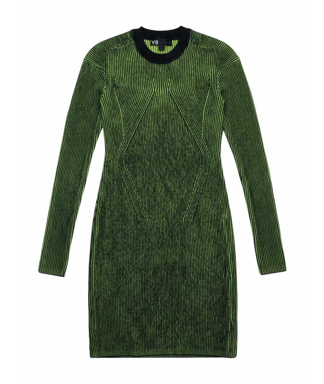 Y-3 Зеленые шерстяное повседневное платье, фото 1