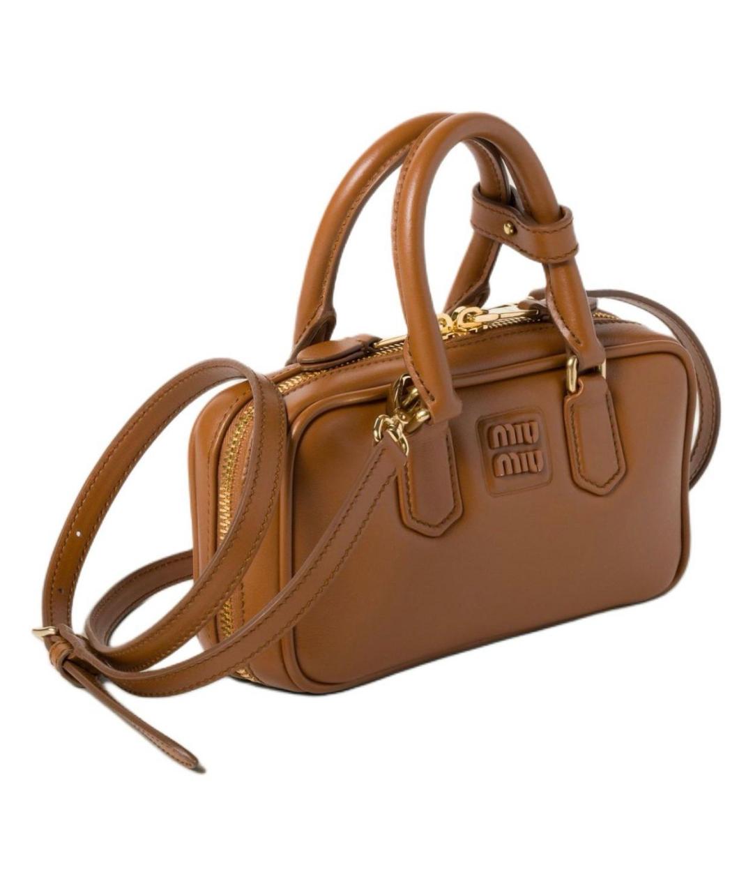 MIU MIU Коричневая кожаная сумка с короткими ручками, фото 2