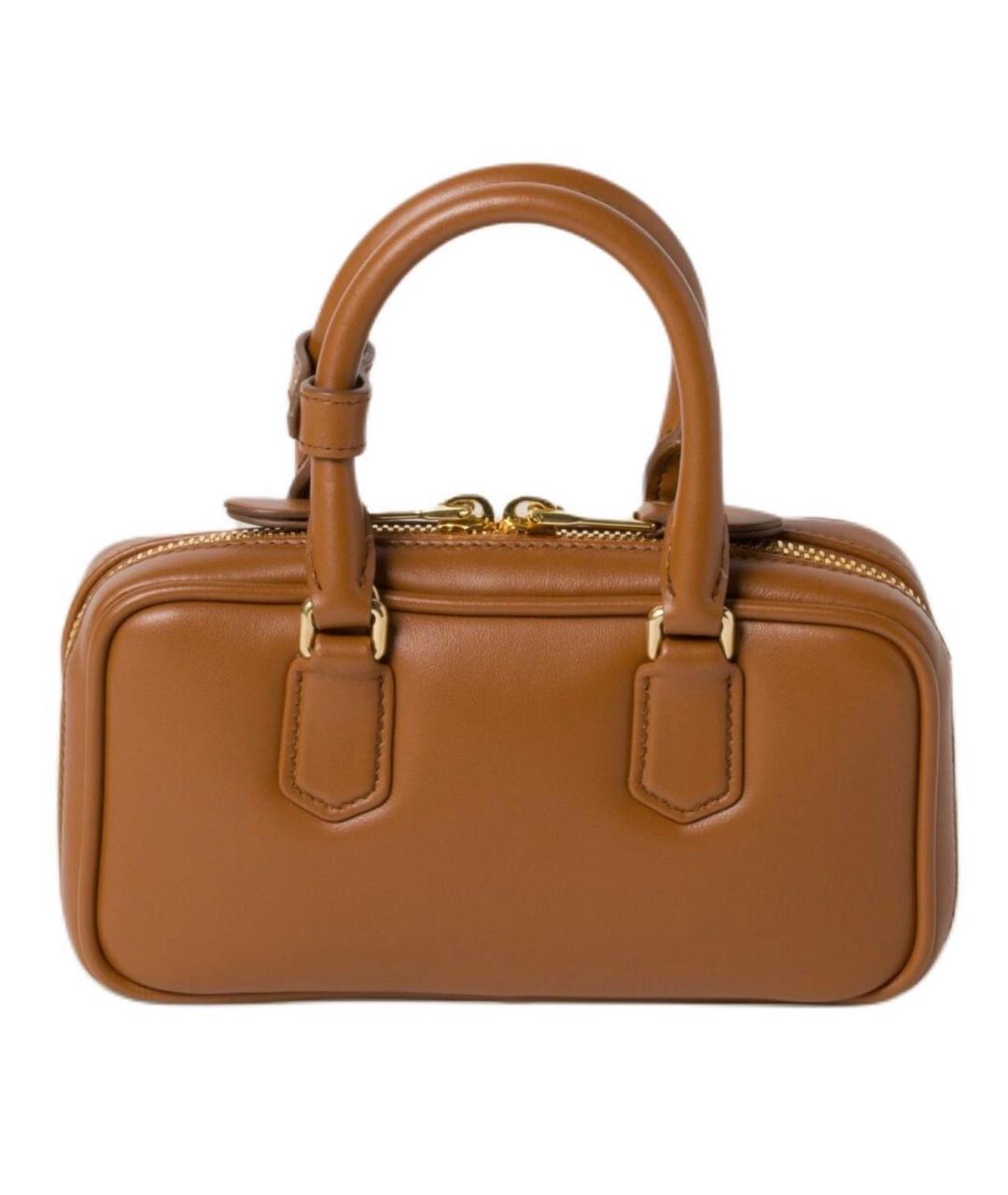 MIU MIU Коричневая кожаная сумка с короткими ручками, фото 3