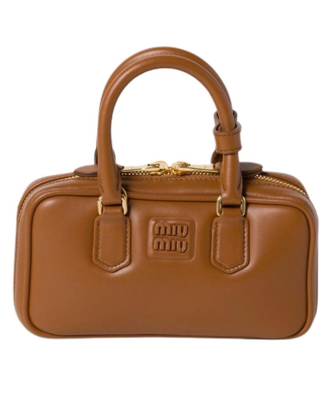 MIU MIU Коричневая кожаная сумка с короткими ручками, фото 6