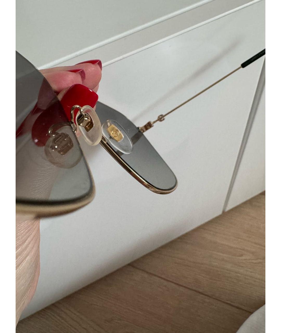 GUCCI Золотые металлические солнцезащитные очки, фото 6