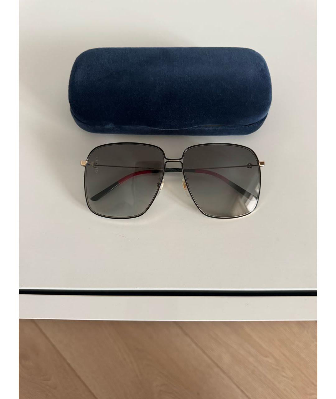 GUCCI Золотые металлические солнцезащитные очки, фото 9