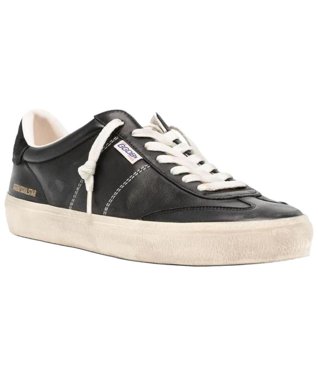 GOLDEN GOOSE DELUXE BRAND Черные кожаные низкие кроссовки / кеды, фото 2