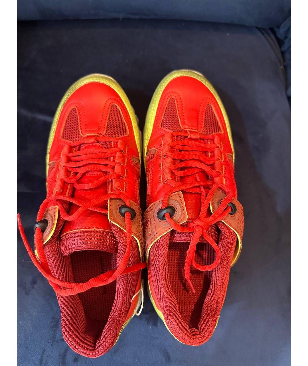 MAISON MARGIELA Красные текстильные низкие кроссовки / кеды, фото 2