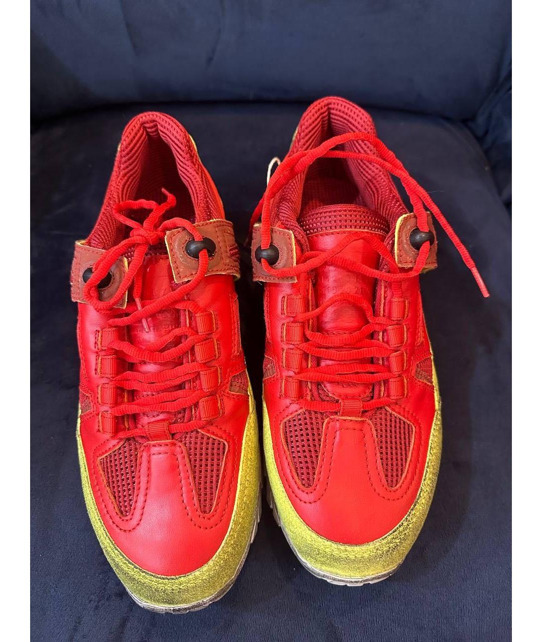 MAISON MARGIELA Красные текстильные низкие кроссовки / кеды, фото 3