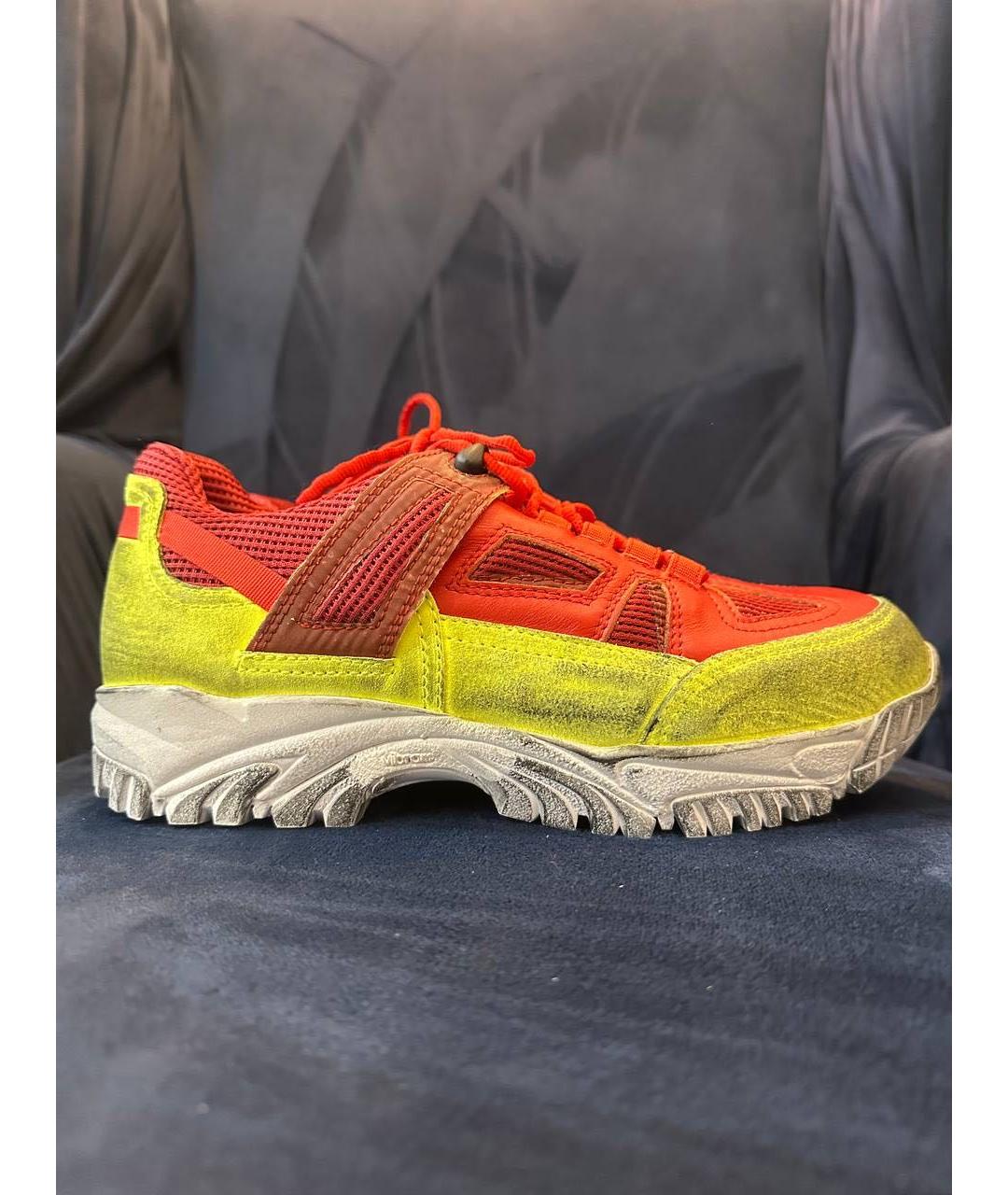 MAISON MARGIELA Красные текстильные низкие кроссовки / кеды, фото 9