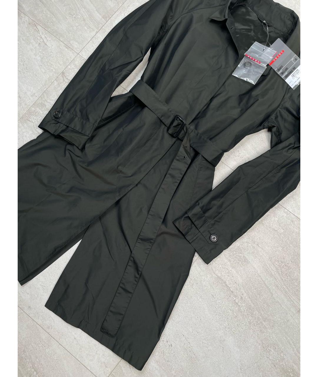 PRADA Черный полиэстеровый тренч/плащ, фото 2