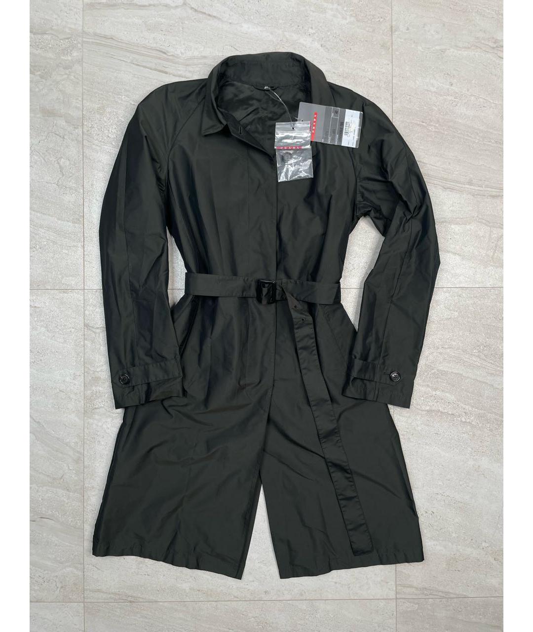 PRADA Черный полиэстеровый тренч/плащ, фото 4