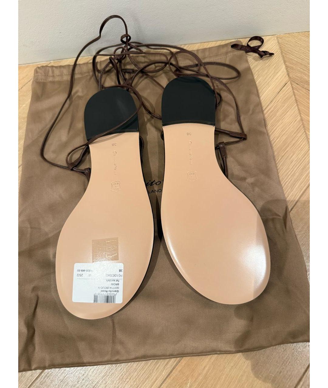 GIANVITO ROSSI Коричневые кожаные сандалии, фото 3