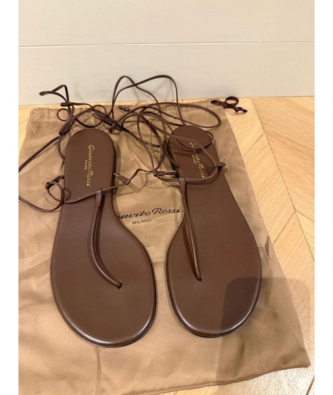 GIANVITO ROSSI Коричневые кожаные сандалии, фото 2