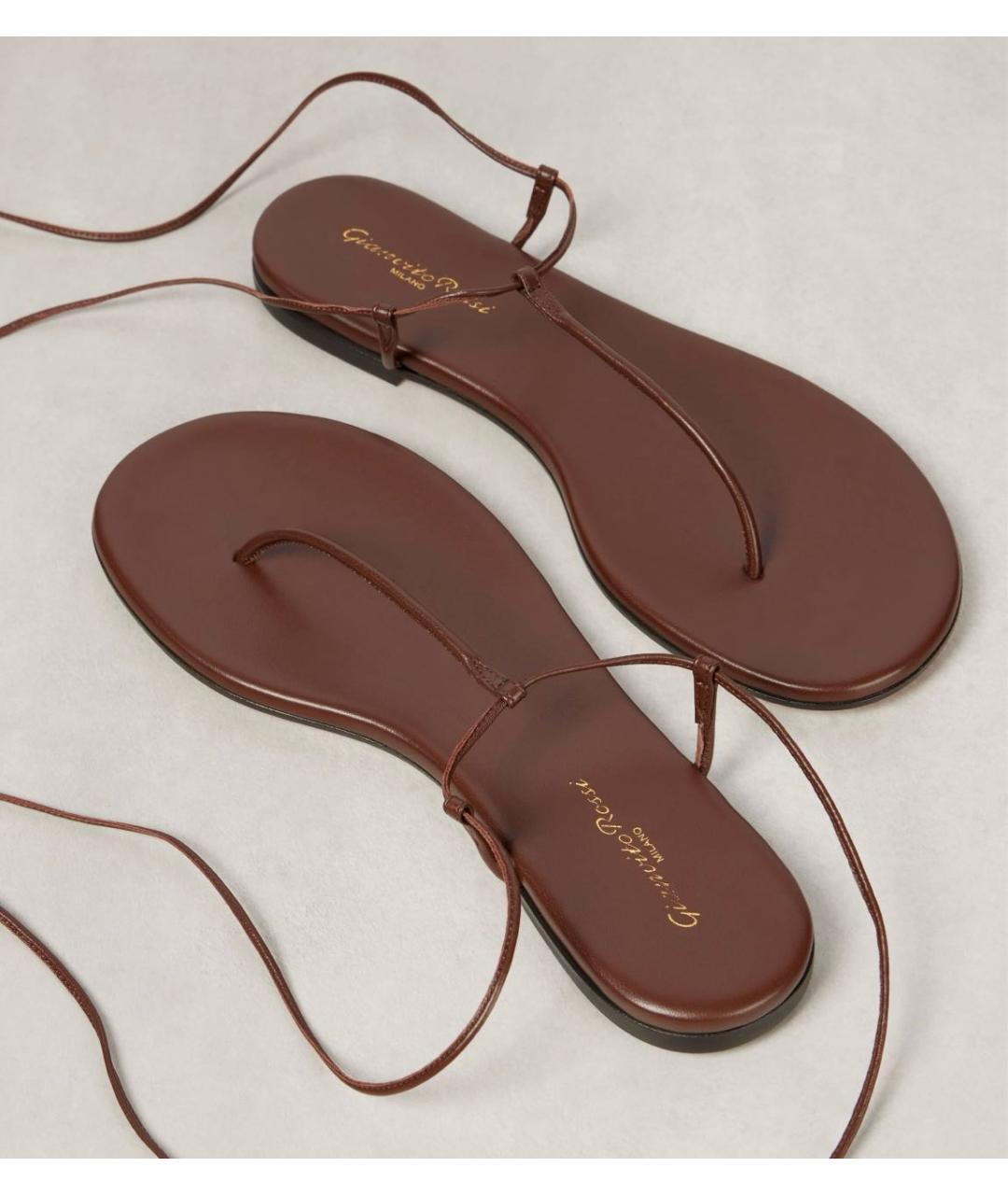 GIANVITO ROSSI Коричневые кожаные сандалии, фото 5