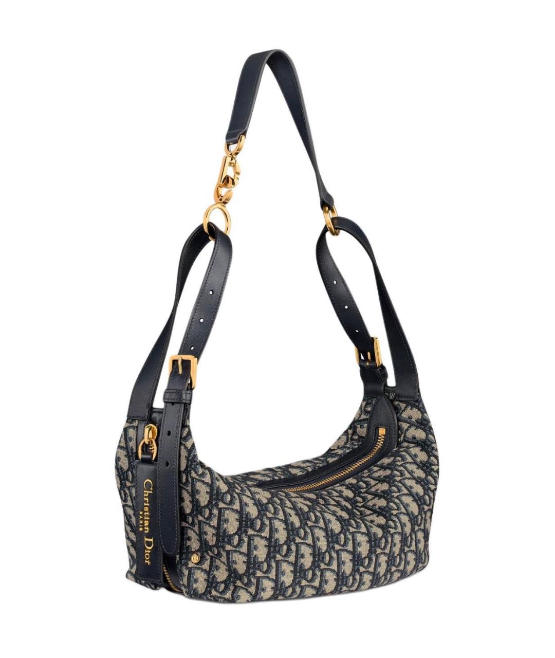 CHRISTIAN DIOR Темно-синяя тканевая сумка через плечо, фото 2