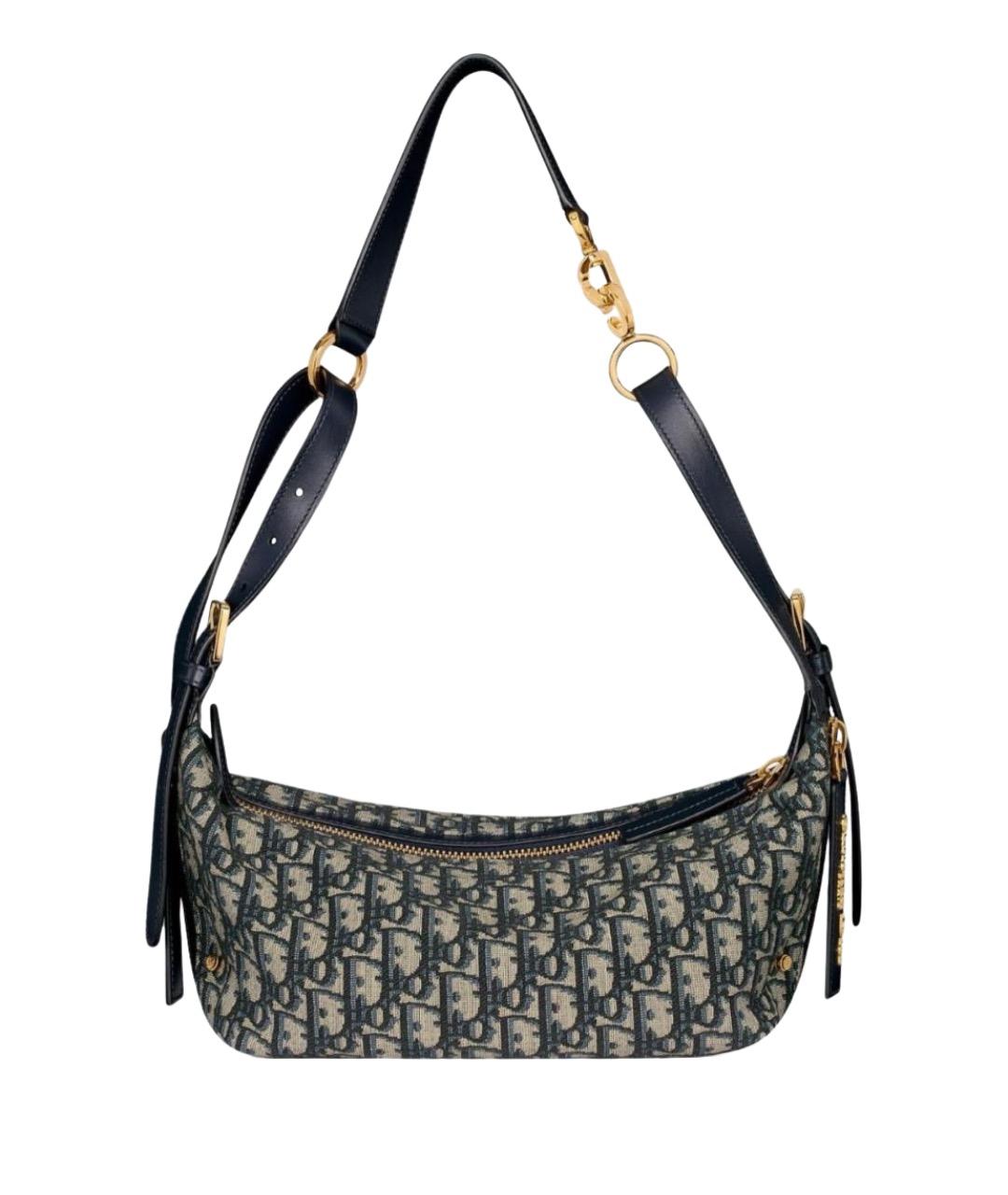 CHRISTIAN DIOR Темно-синяя тканевая сумка через плечо, фото 1