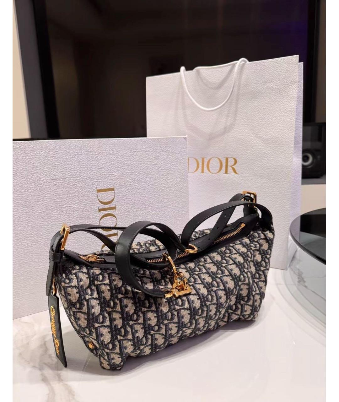 CHRISTIAN DIOR Темно-синяя тканевая сумка через плечо, фото 5