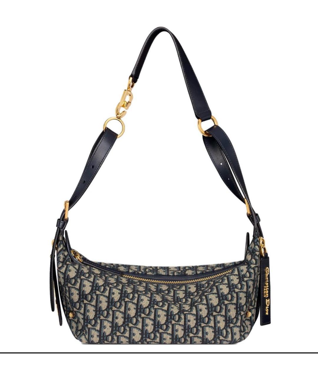 CHRISTIAN DIOR Темно-синяя тканевая сумка через плечо, фото 3