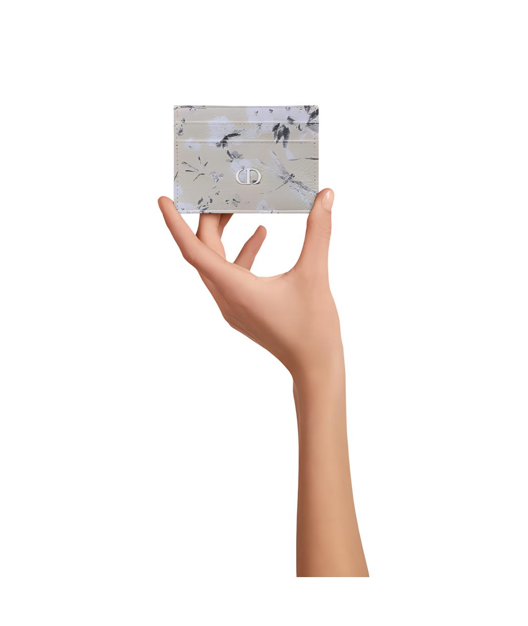 CHRISTIAN DIOR Серый кожаный кардхолдер, фото 5