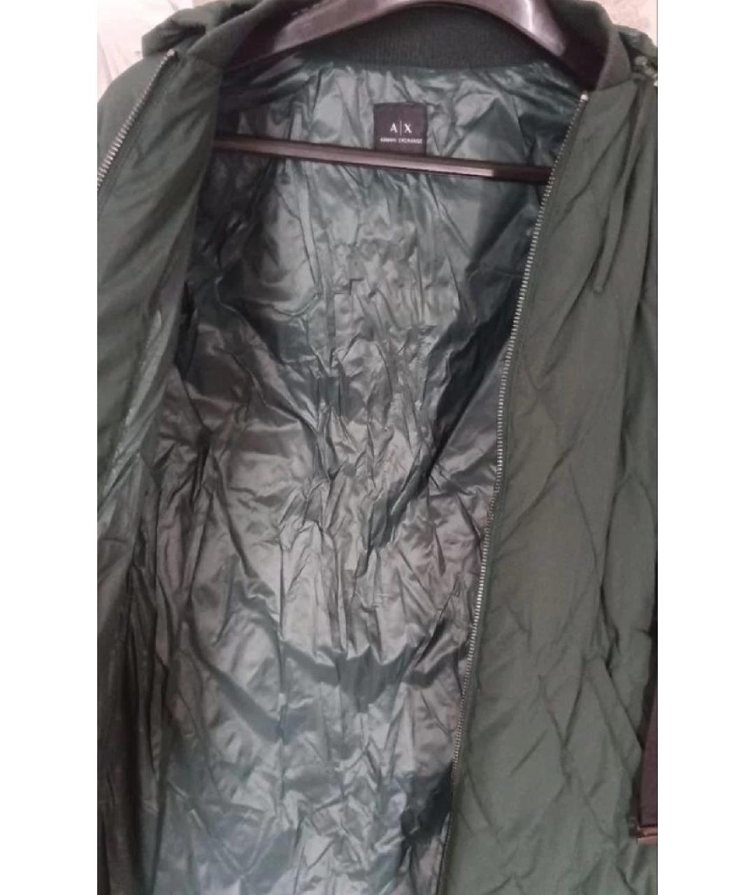 ARMANI EXCHANGE Зеленый полиэстеровый пуховик, фото 3