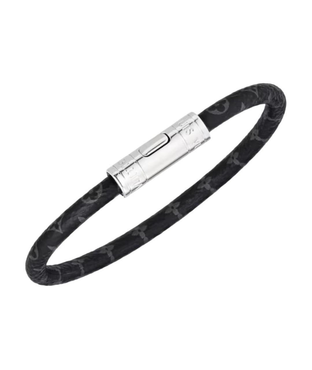 LOUIS VUITTON Черный кожаный браслет, фото 2