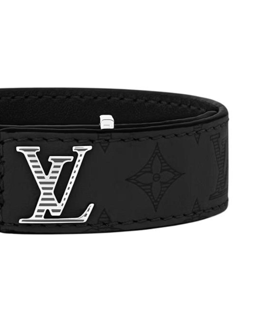 LOUIS VUITTON Черный кожаный браслет, фото 3