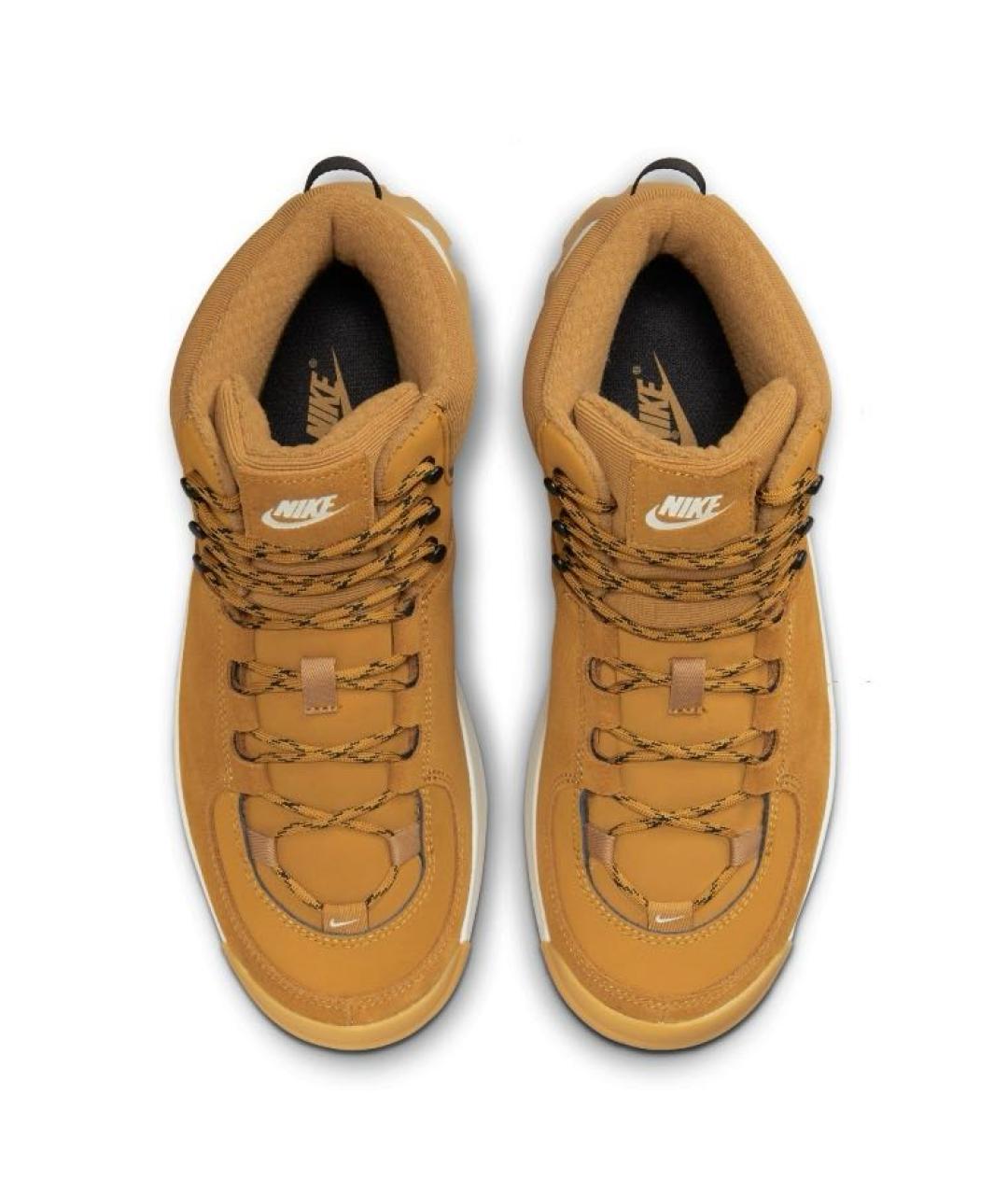 NIKE Оранжевое кожаные высокие кроссовки / кеды, фото 2