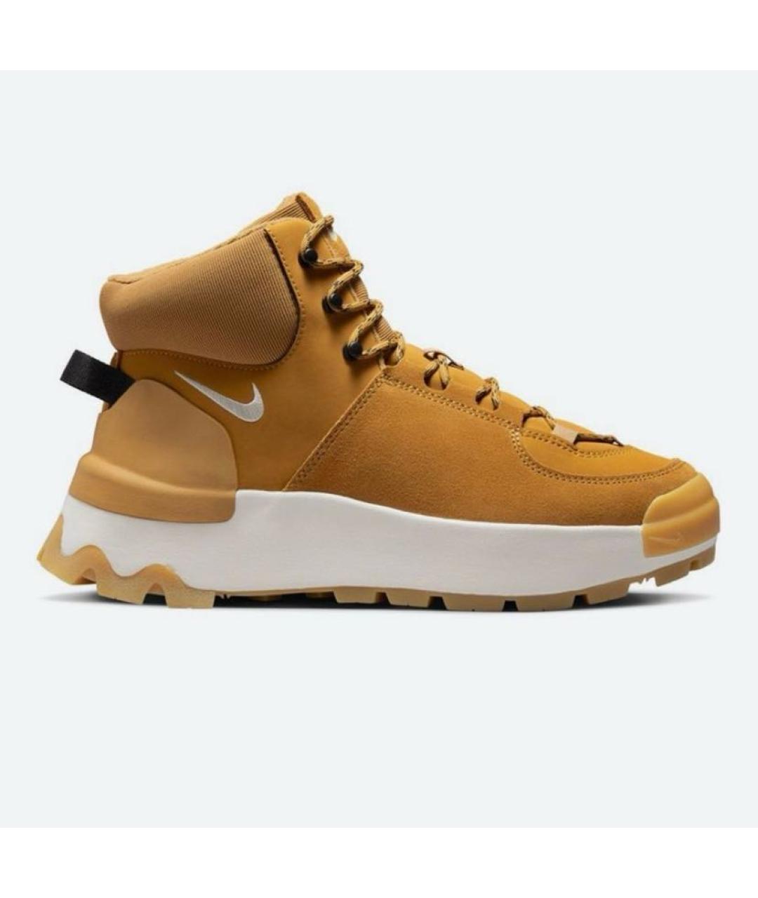 NIKE Оранжевое кожаные высокие кроссовки / кеды, фото 6