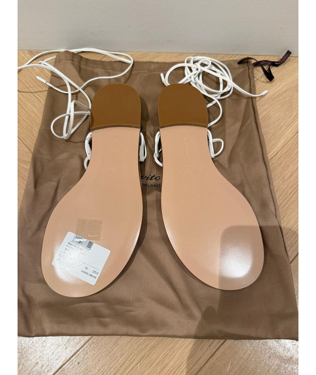 GIANVITO ROSSI Белые кожаные сандалии, фото 3