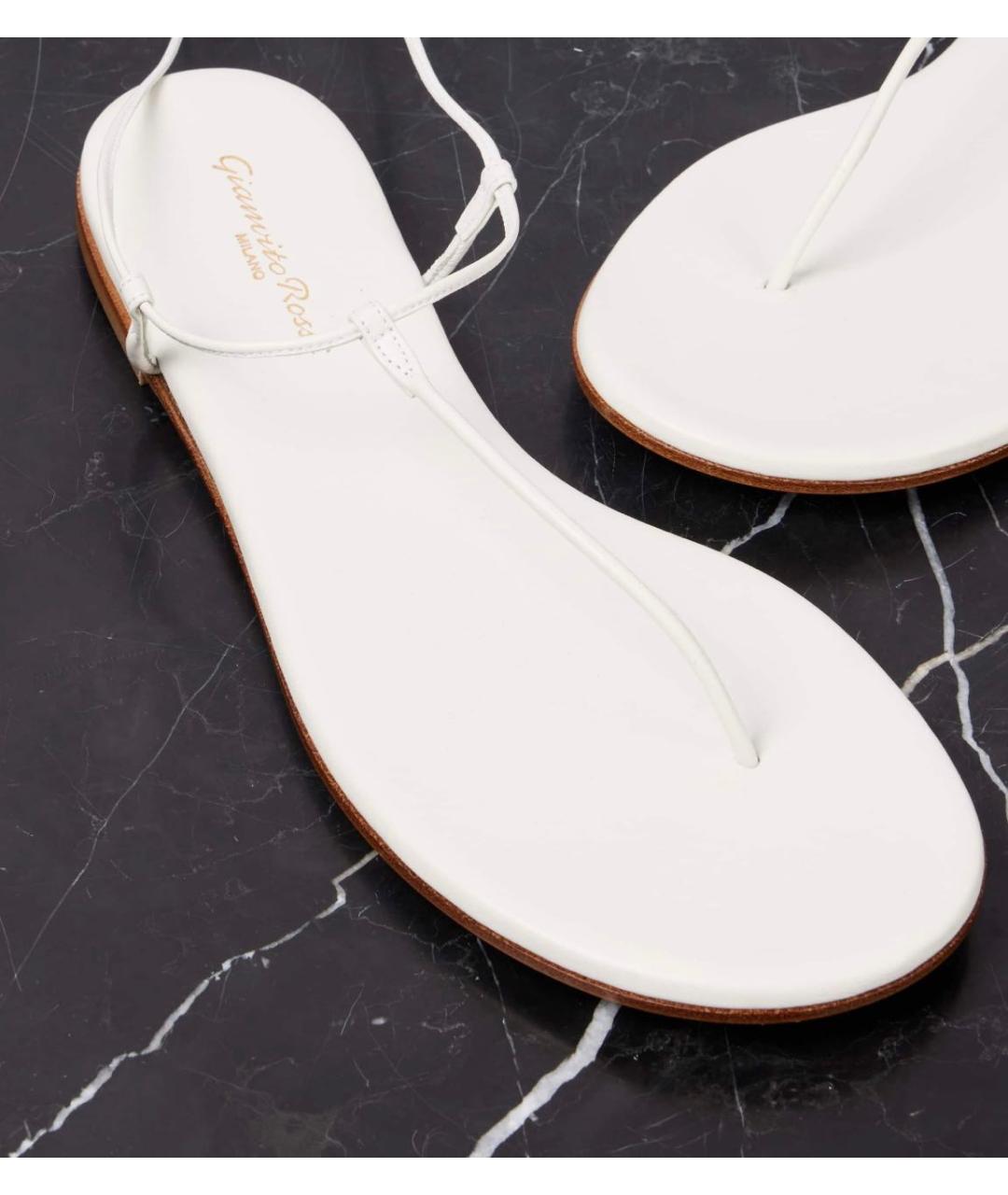 GIANVITO ROSSI Белые кожаные сандалии, фото 5