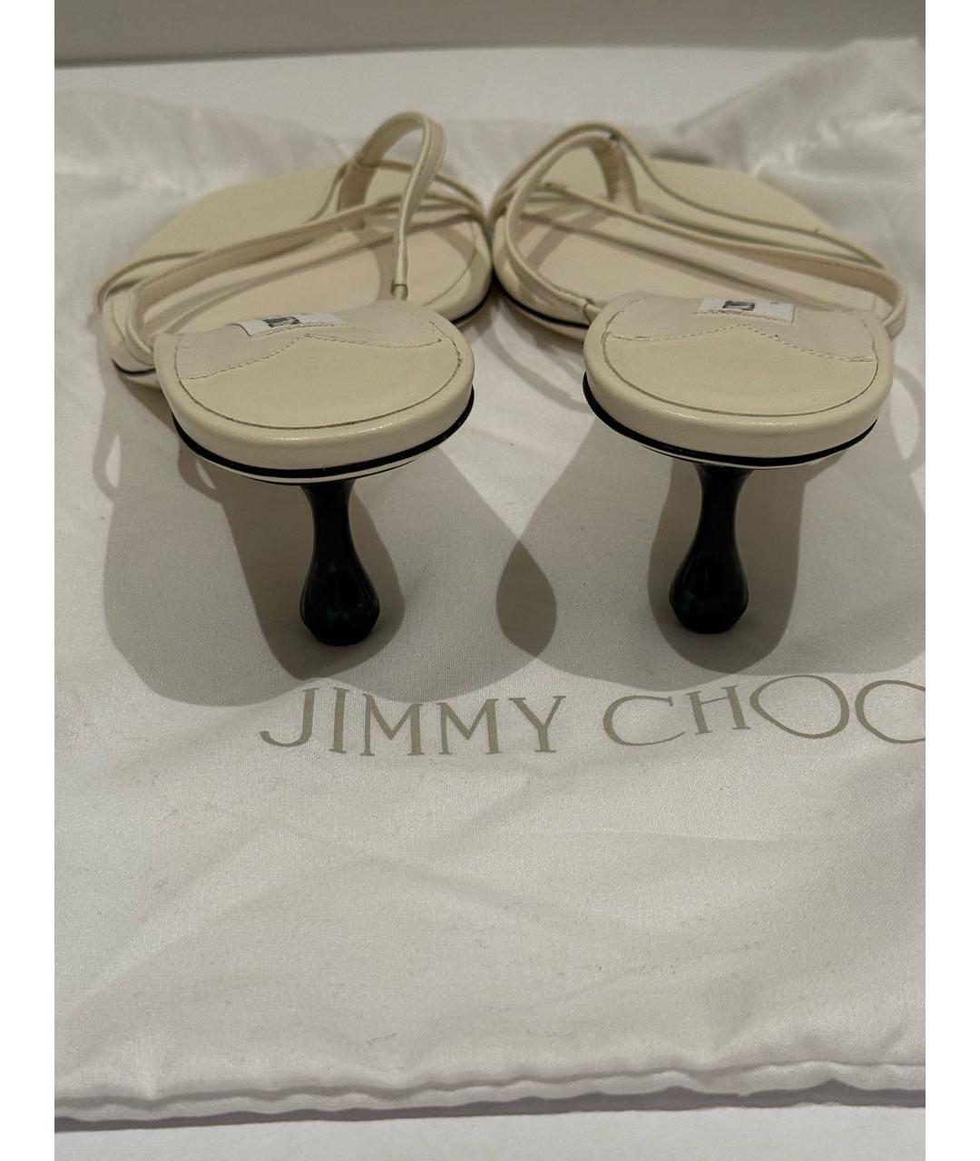 JIMMY CHOO Белые кожаные мюли, фото 3