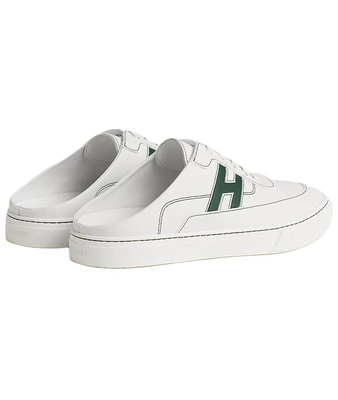 HERMES Белые кожаные слипоны, фото 4