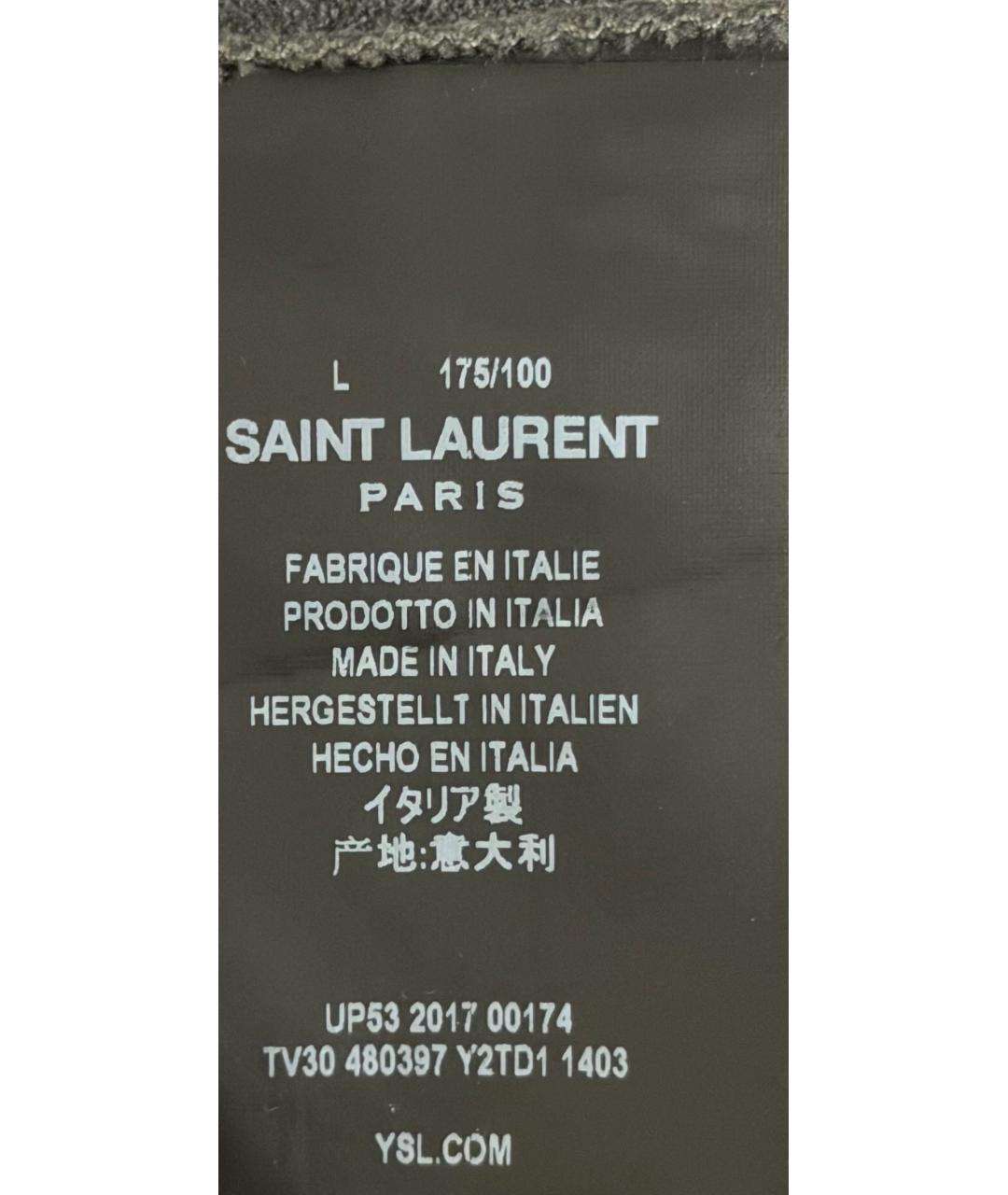 SAINT LAURENT Антрацитовое хлопковое поло с коротким рукавом, фото 4