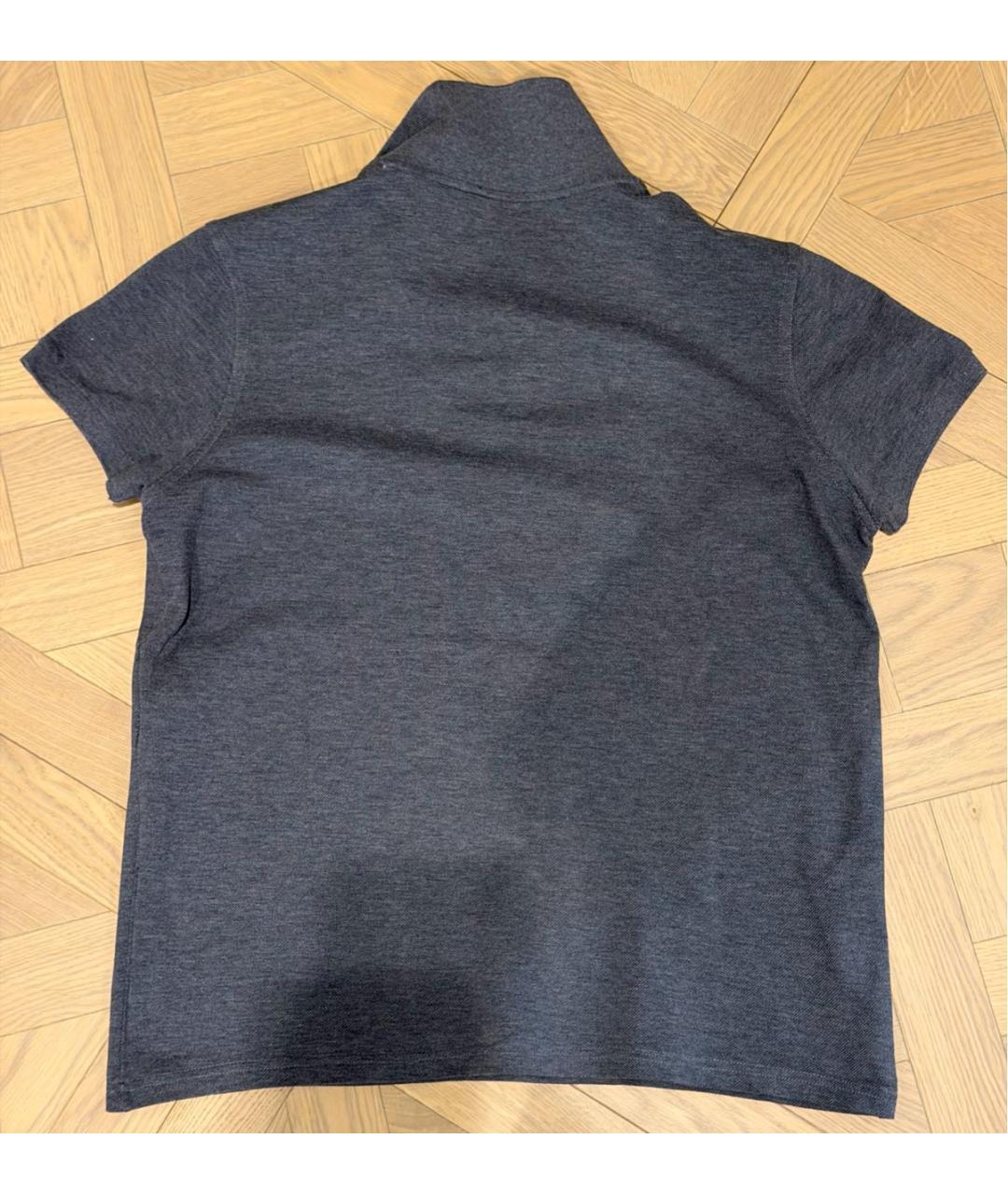 SAINT LAURENT Антрацитовое хлопковое поло с коротким рукавом, фото 2